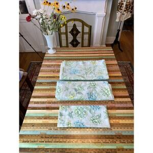 VTG Dan River Dantrel Full Sheet Set Cabbage Rose Floral Flat Fitted Case Retro